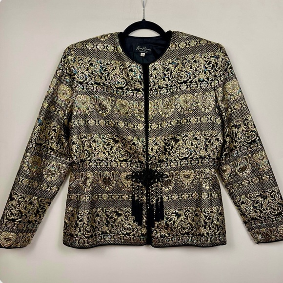 Karen Lawrence by Matthew Gold & Black Embroidered Blazer with Tank, Size 12 - Picture 9 of 9